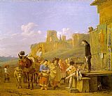 Party Canvas Paintings - A Party of Charlatans in an Italian Landscape